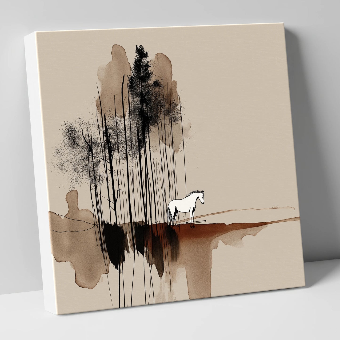 Sepia Solitude horse landscape canvas wall art