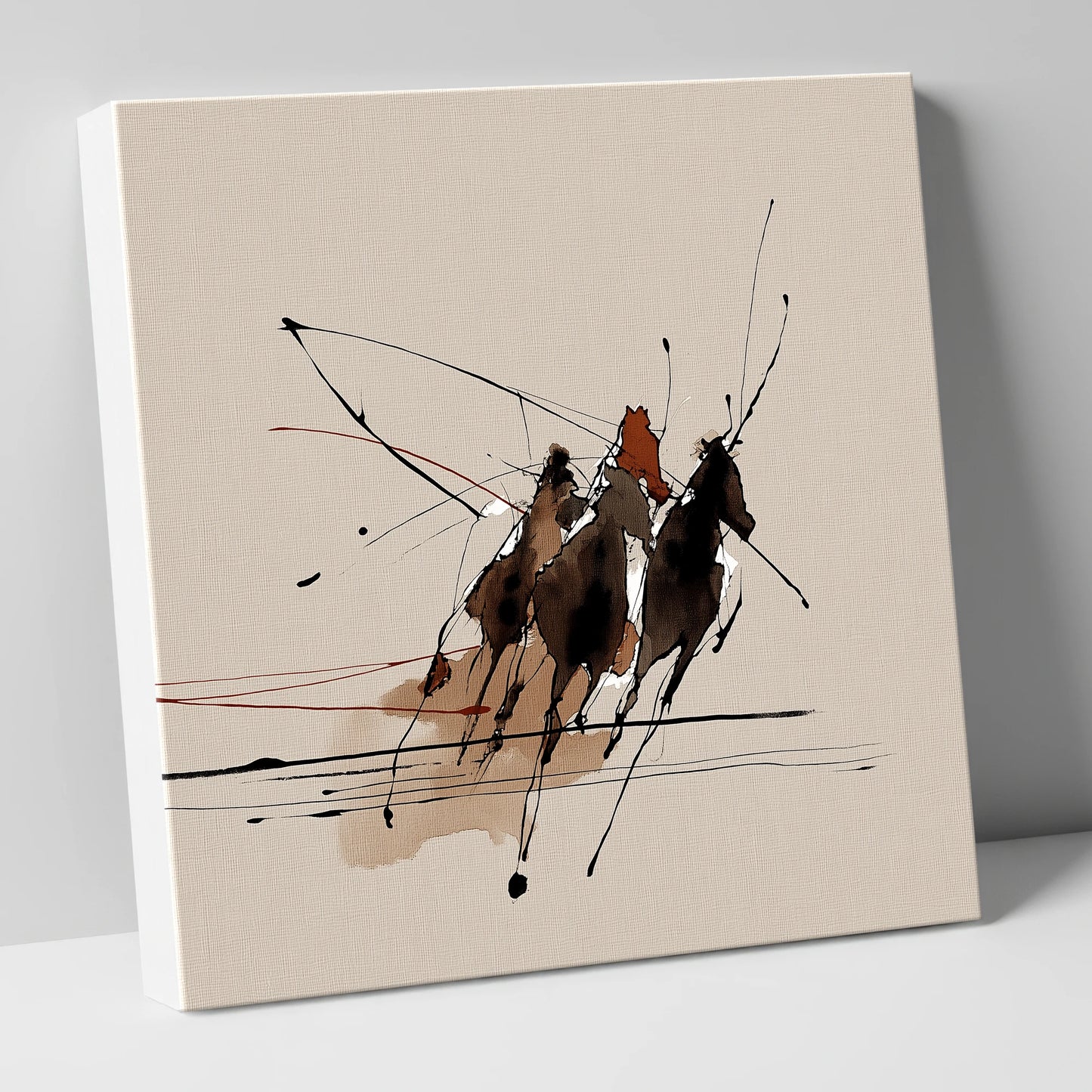 Abstract Polo Charge polo horse canvas wall art