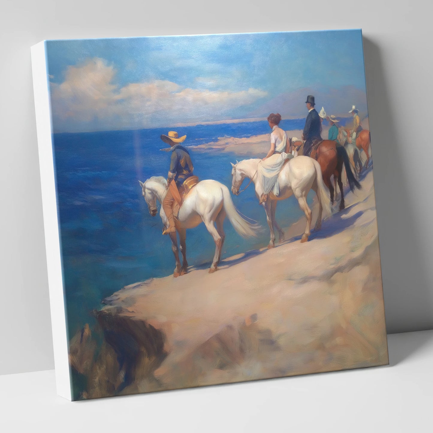 Coastal Riders Halt horse landscape canvas wall art