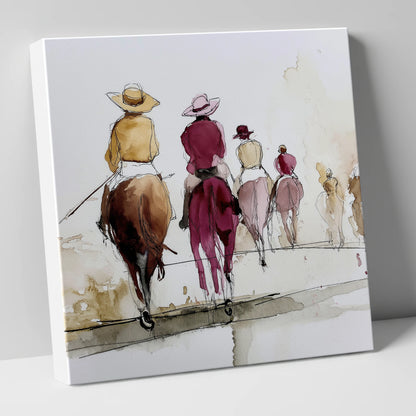 The Morning String racing horse canvas wall art
