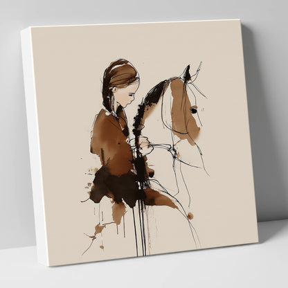 Quiet Bond horse & rider canvas wall art
