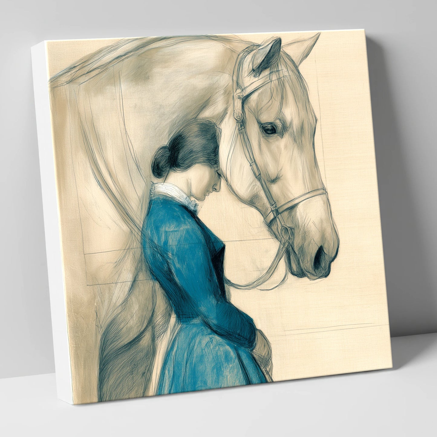 Solace in Stillness horse & rider canvas wall art