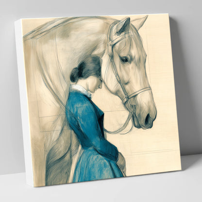 Solace in Stillness horse & rider canvas wall art