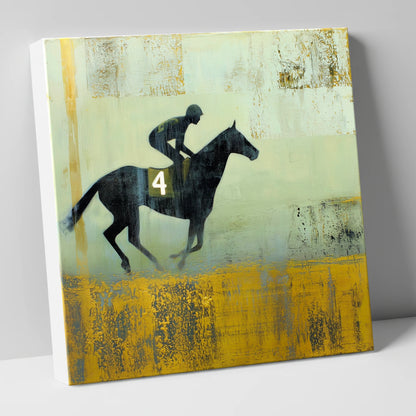 Gilded Number Four racing horse canvas wall art