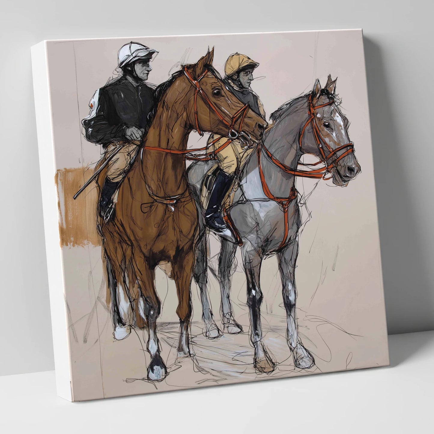 Waiting for the Off racing horse canvas wall art