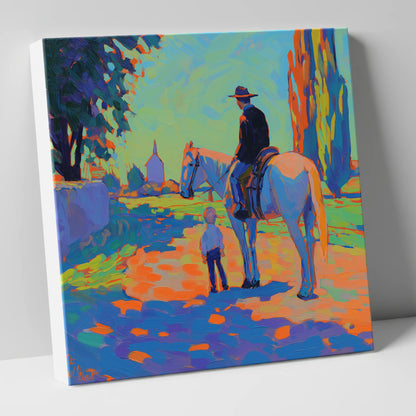 The Young Admirer horse & rider canvas wall art