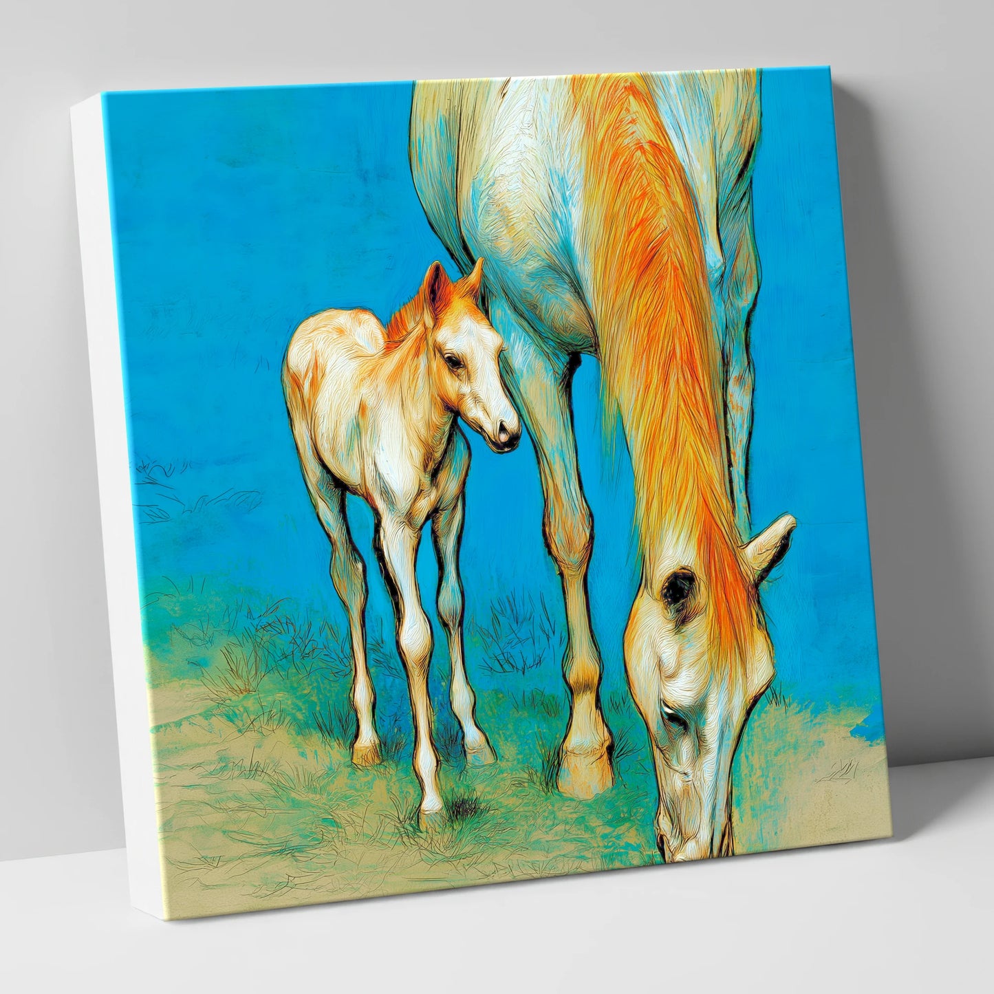 Nurture and Nature mare & foal canvas wall art