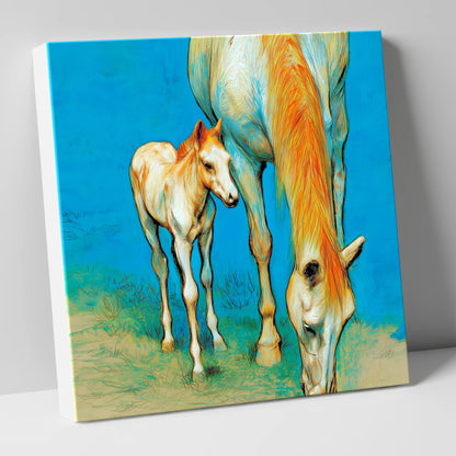 Nurture and Nature mare & foal canvas wall art