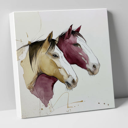 Earthy Equine Profiles wild horses canvas wall art