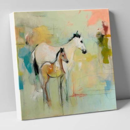 Ethereal Mare and Foal mare & foal canvas wall art