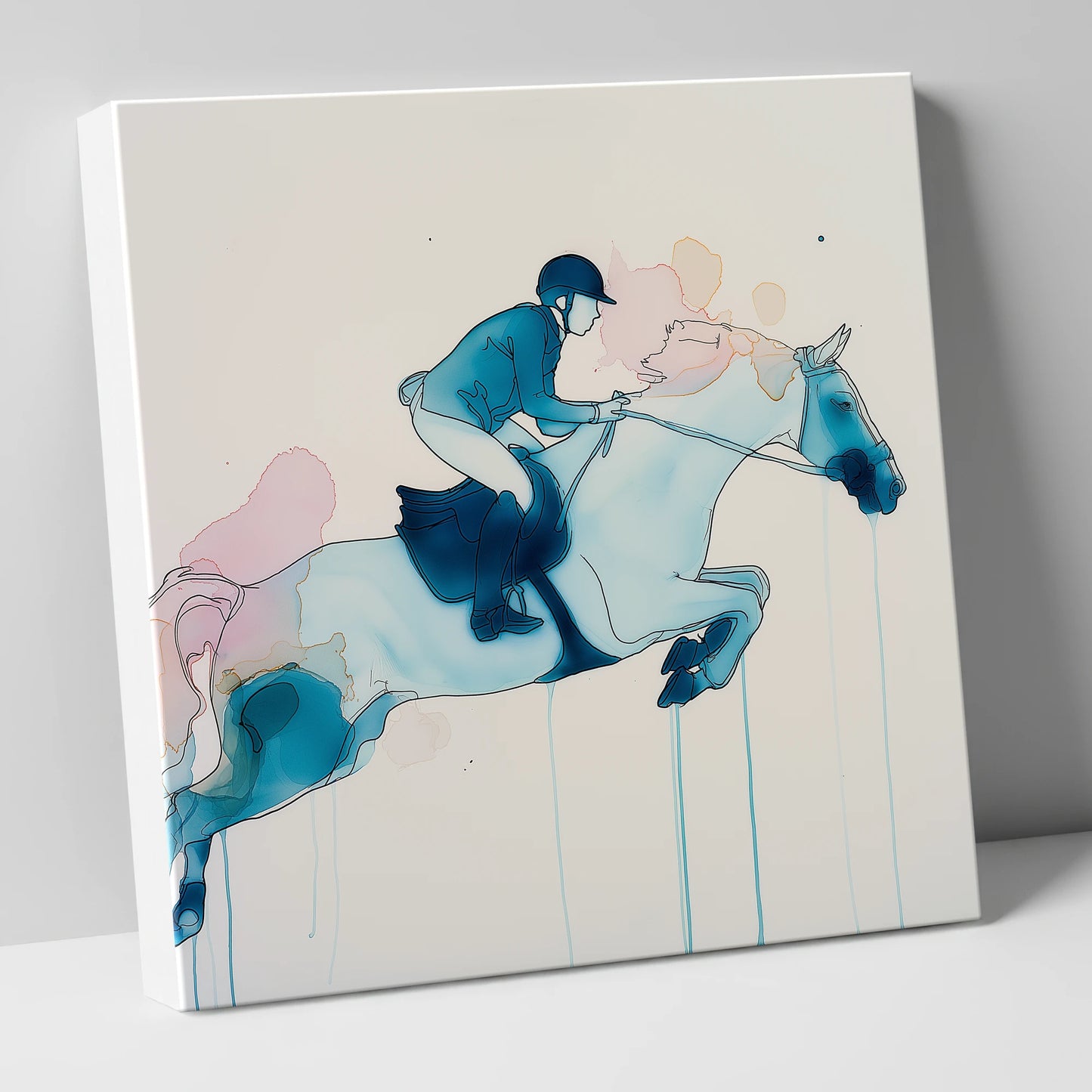 Cerulean Flight show jumping horse canvas wall art