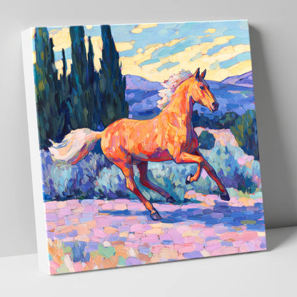 Vibrant Golden Canter horse breed canvas wall art