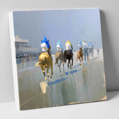 Into the Mist racing horse canvas wall art