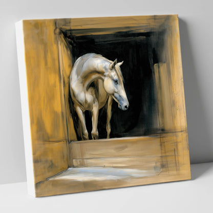 Quiet Anticipation horse stable canvas wall art