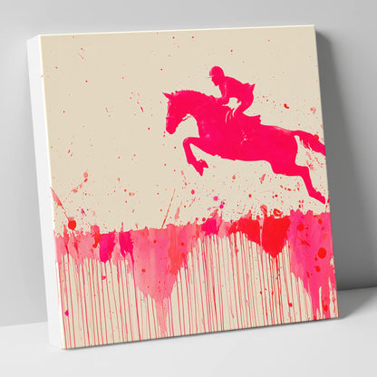 Magenta Flight show jumping horse canvas wall art