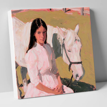 Pastel Companionship horse & rider canvas wall art
