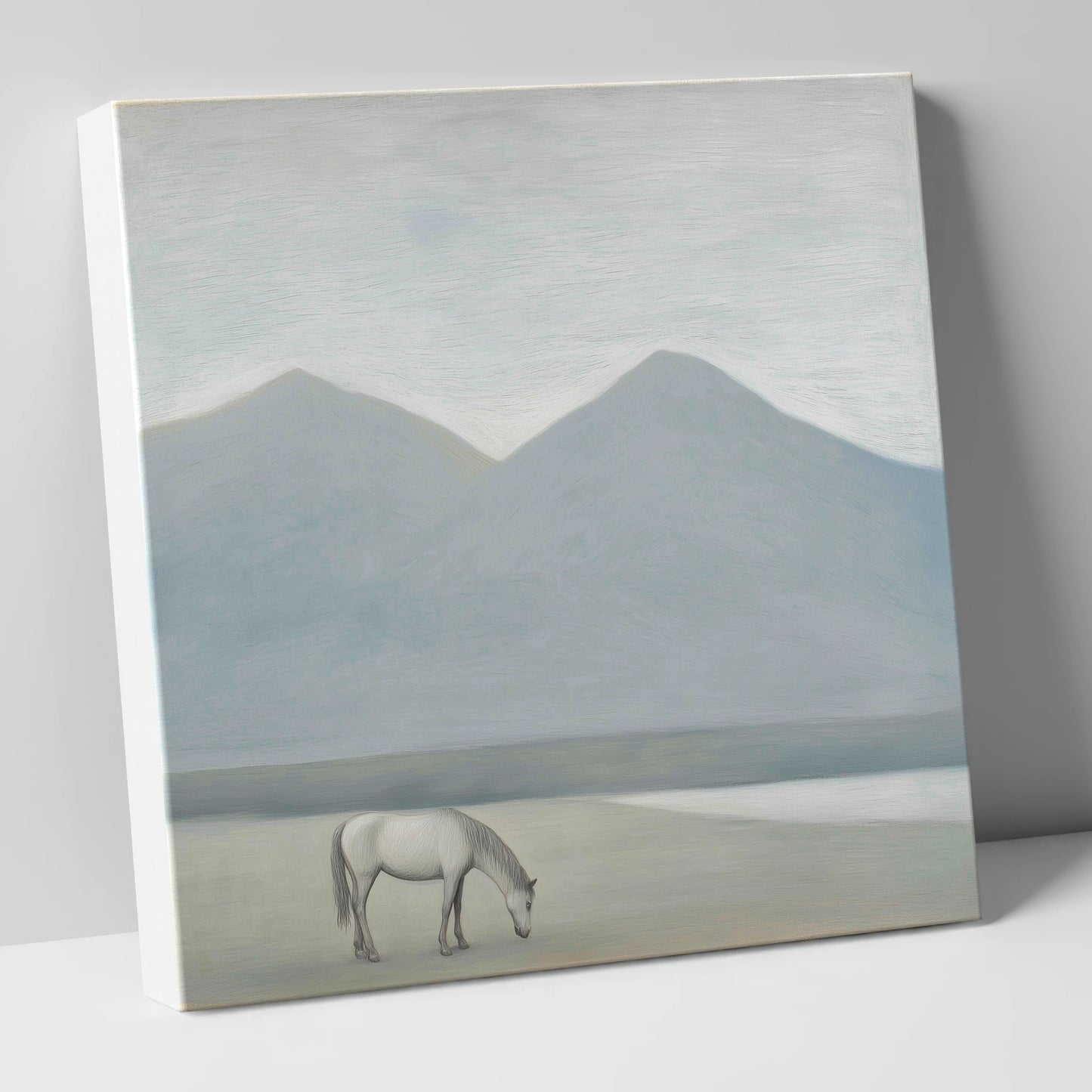 Solitary Mountain Grazing horse landscape canvas wall art