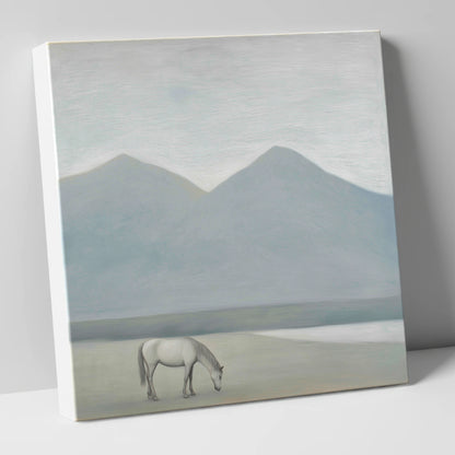 Solitary Mountain Grazing horse landscape canvas wall art
