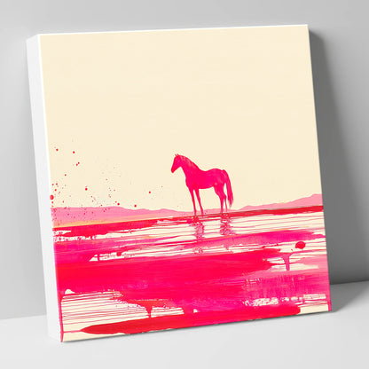 Magenta Horizon Reflection horse landscape canvas wall art