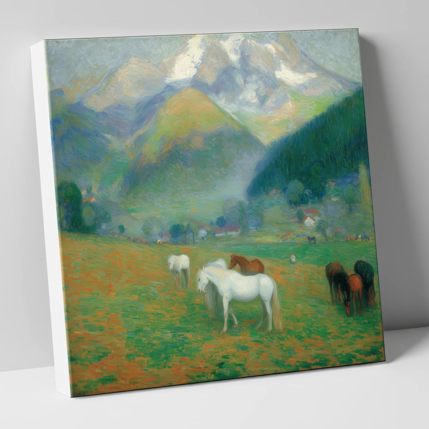 Luminous Mountain Pastures horse landscape canvas wall art