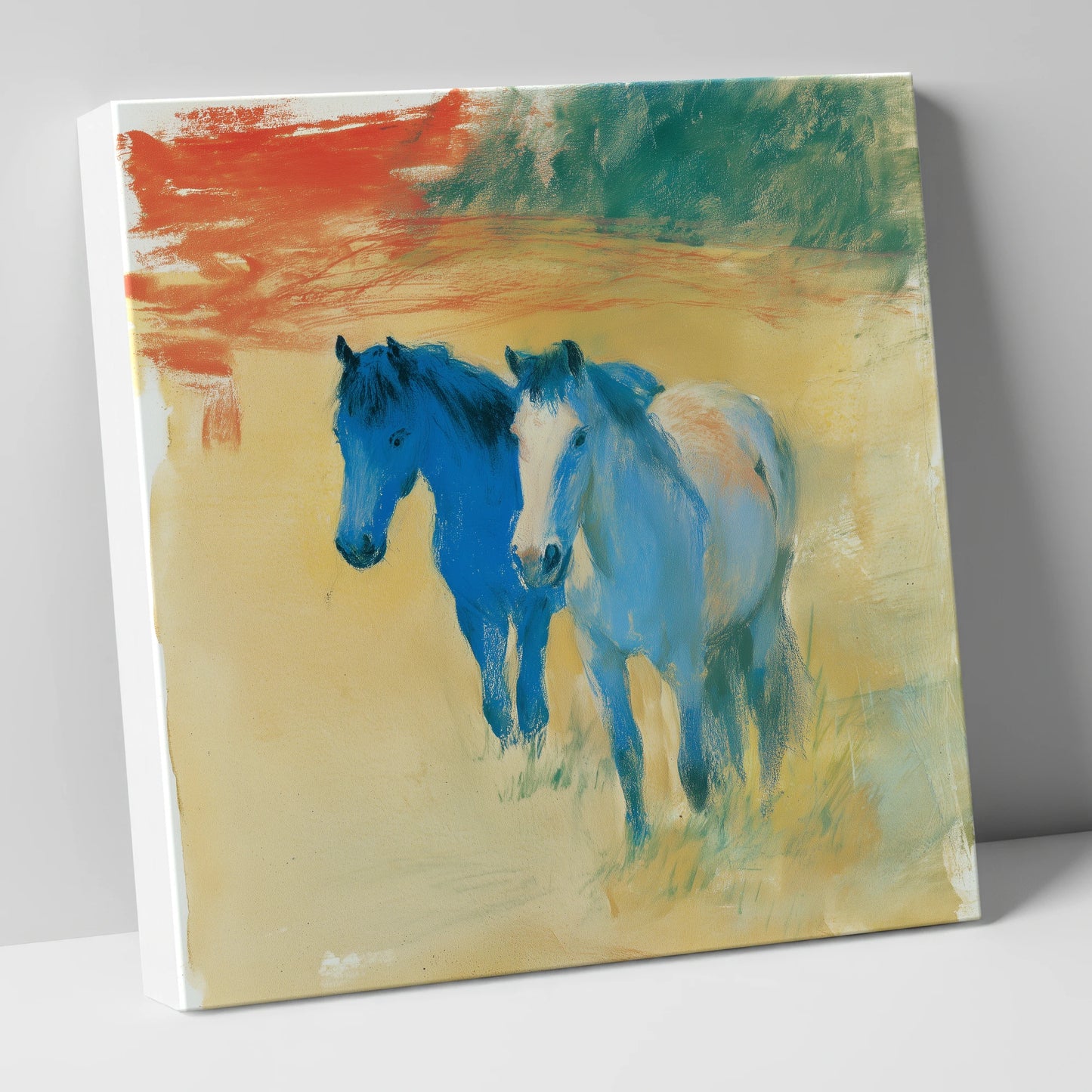 Cobalt Companions horse landscape canvas wall art