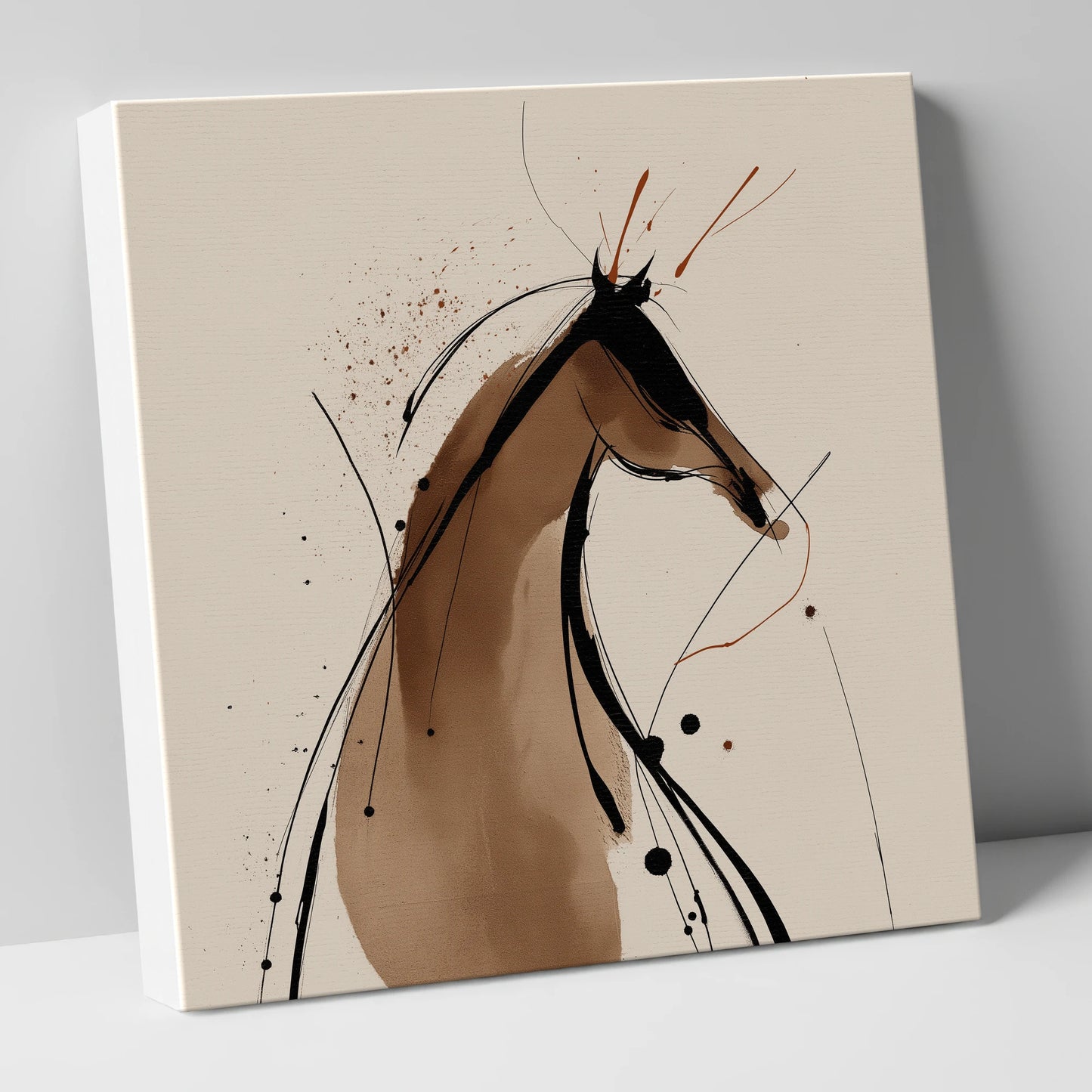 Sweeping Ink Silhouette horse portrait canvas wall art
