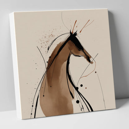 Sweeping Ink Silhouette horse portrait canvas wall art