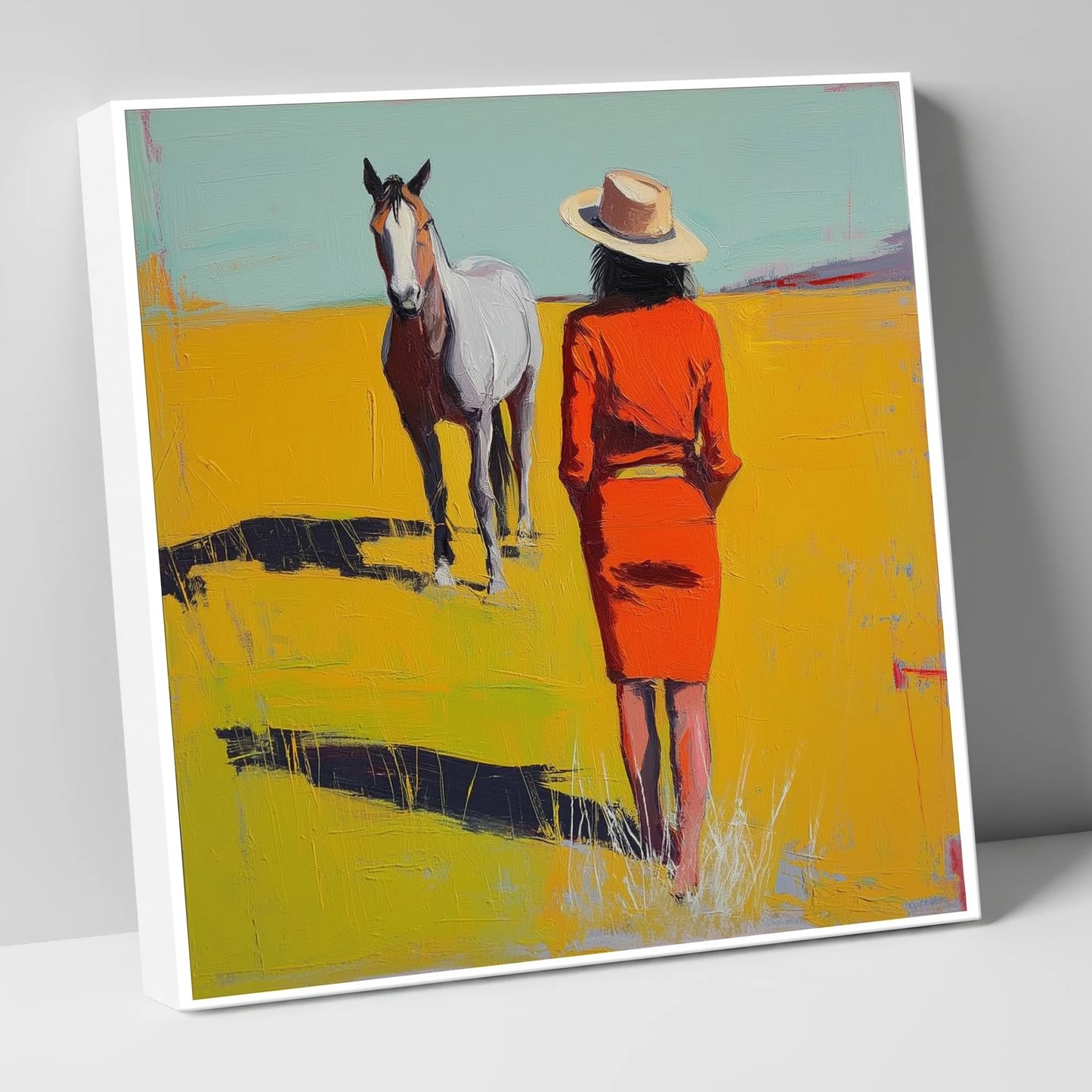Sunlit Connection horse & rider canvas wall art