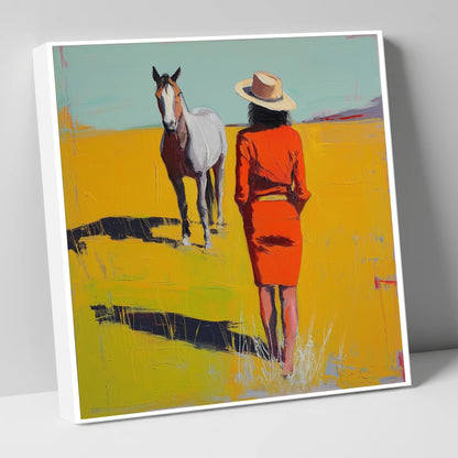 Sunlit Connection horse & rider canvas wall art