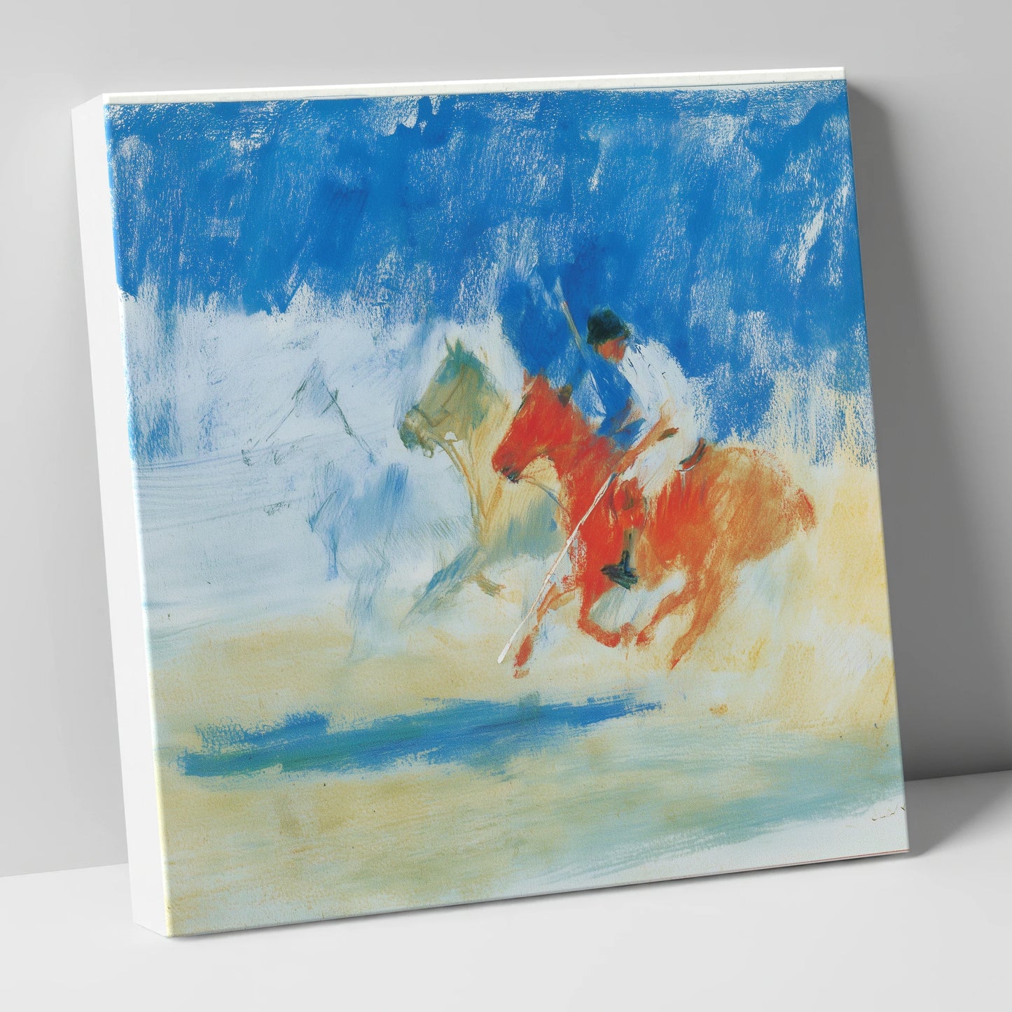 Cerulean Polo Chase polo horse canvas wall art