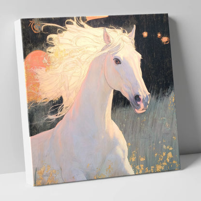 Celestial Grey horse portrait canvas wall art
