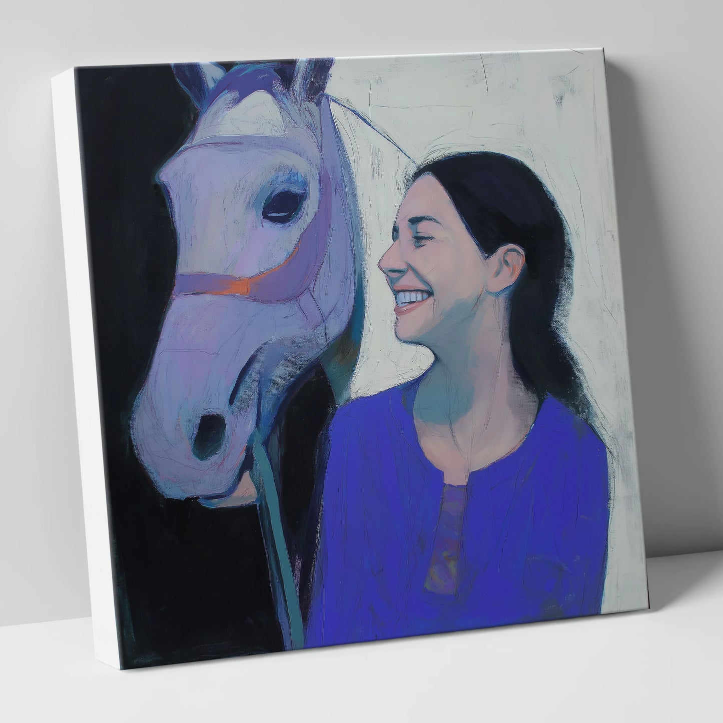 The Royal Blue Bond horse & rider canvas wall art
