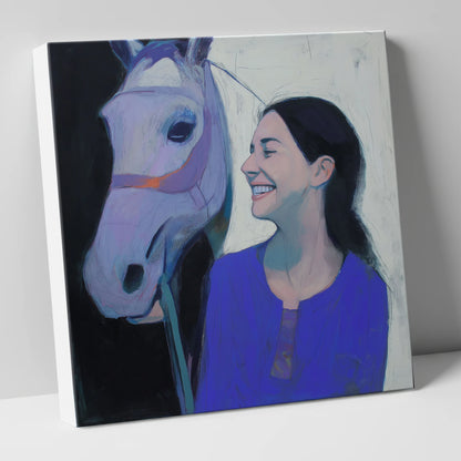The Royal Blue Bond horse & rider canvas wall art