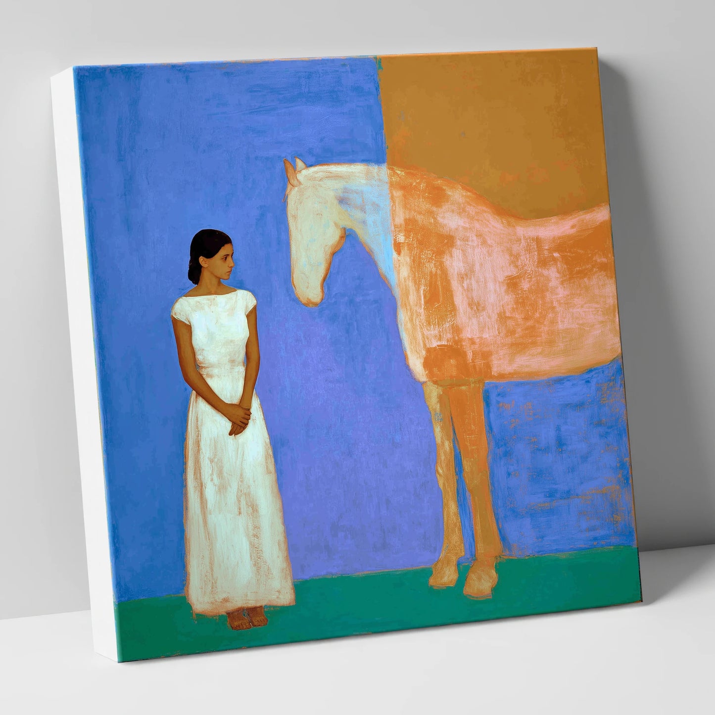 A Silent Understanding horse & rider canvas wall art