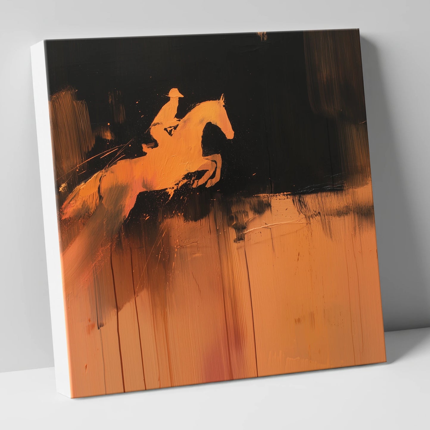 The Amber Leap show jumping horse canvas wall art