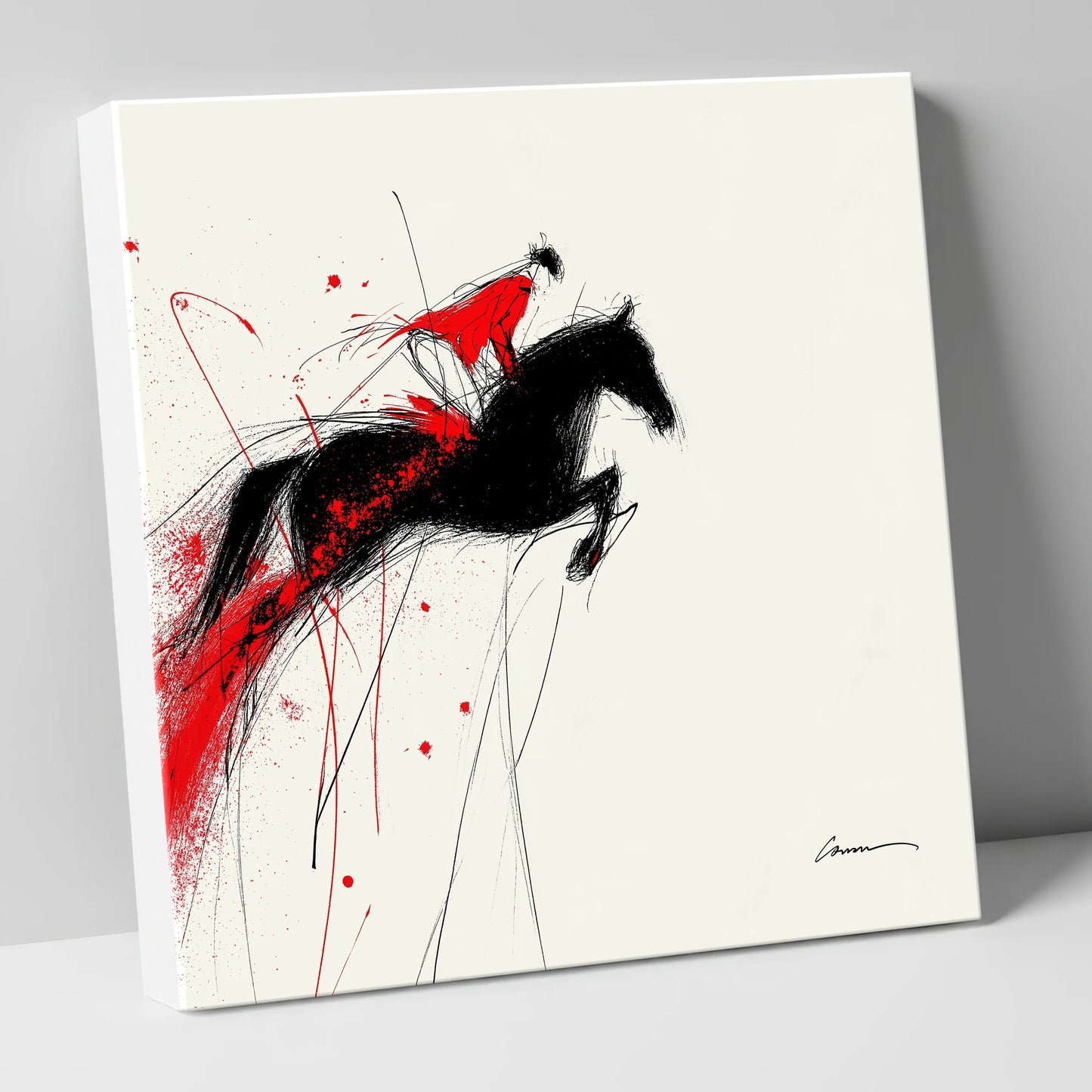 Crimson Flight show jumping horse canvas wall art