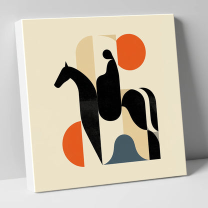 Mid-Century Silhouette horse & rider canvas wall art