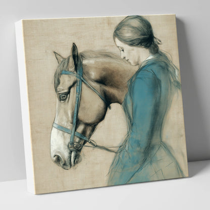 The Silent Bond horse & rider canvas wall art