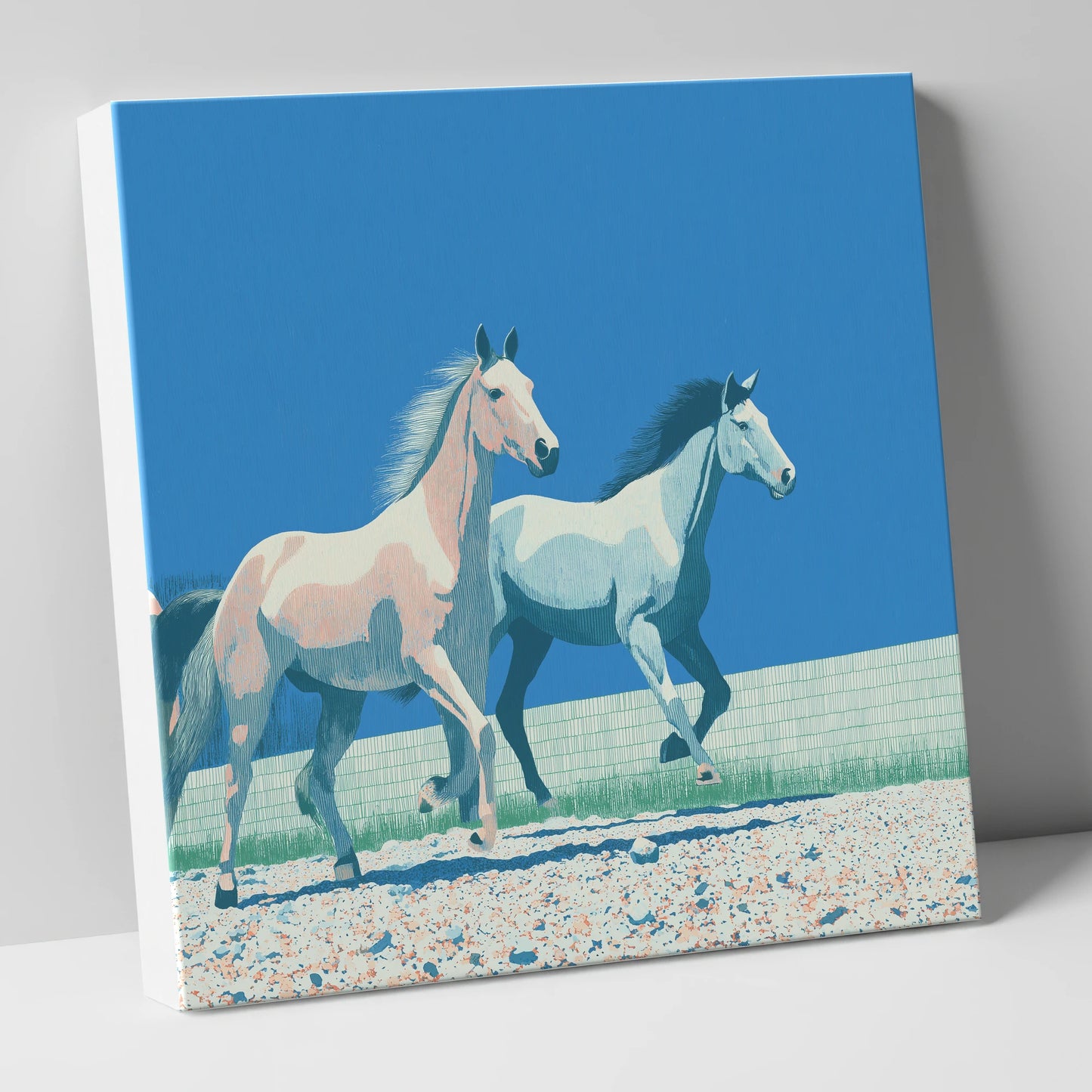 Azure Horizon Strides wild horses canvas wall art