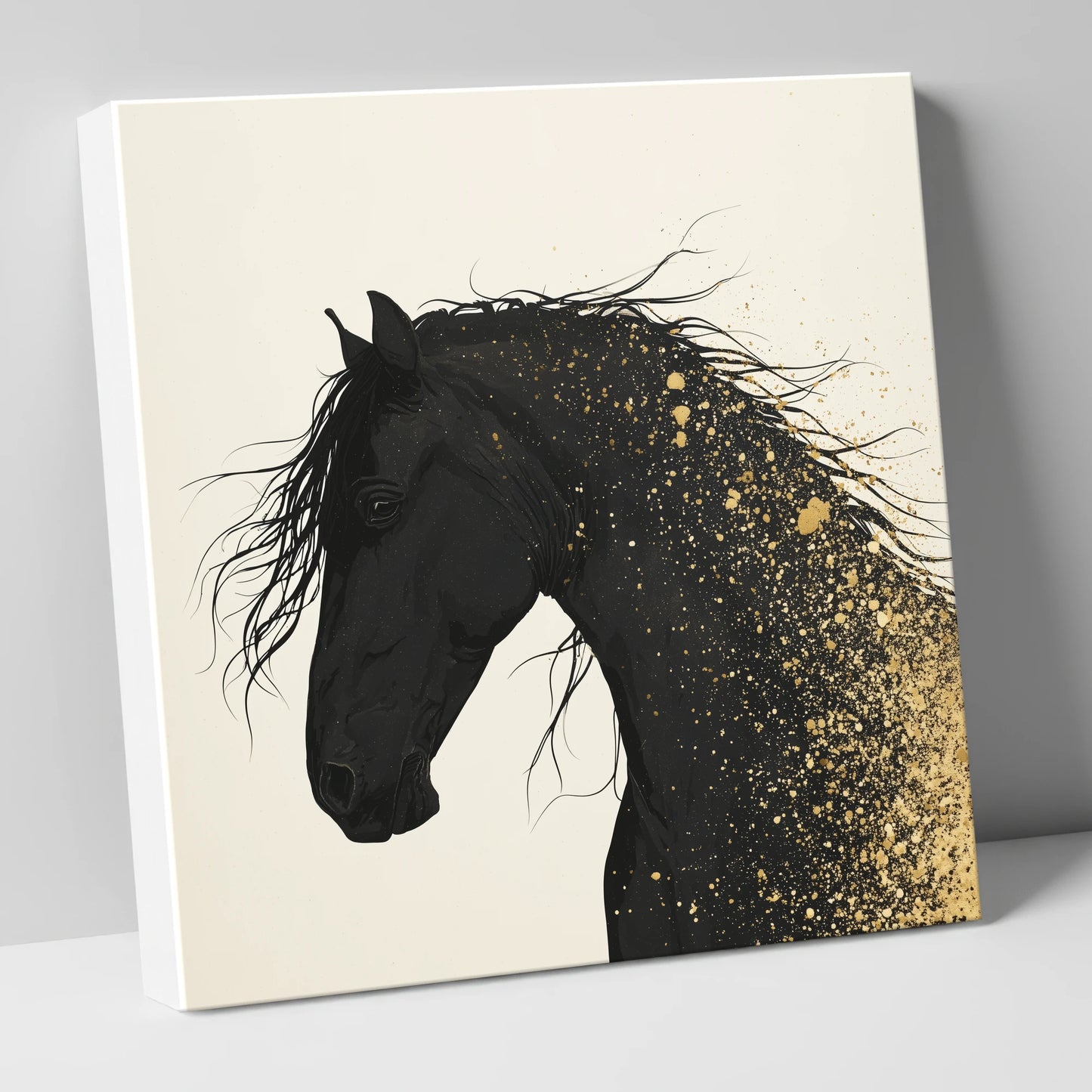 Gilded Midnight horse breed canvas wall art