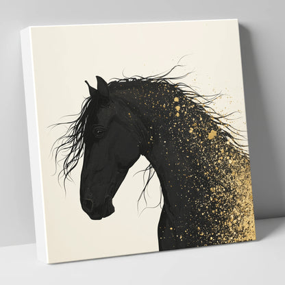 Gilded Midnight horse breed canvas wall art