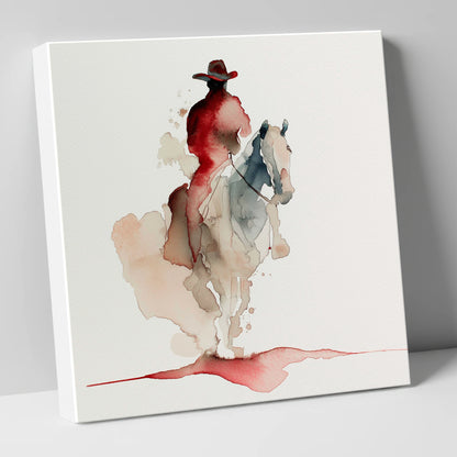 Crimson Trail Rider western horse canvas wall art