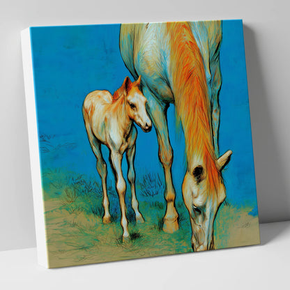 Nurture and Nature mare & foal canvas wall art