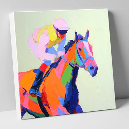 Vibrant Final Furlong racing horse canvas wall art