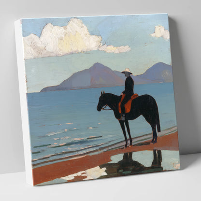 Silhouette on the Sands beach horse canvas wall art
