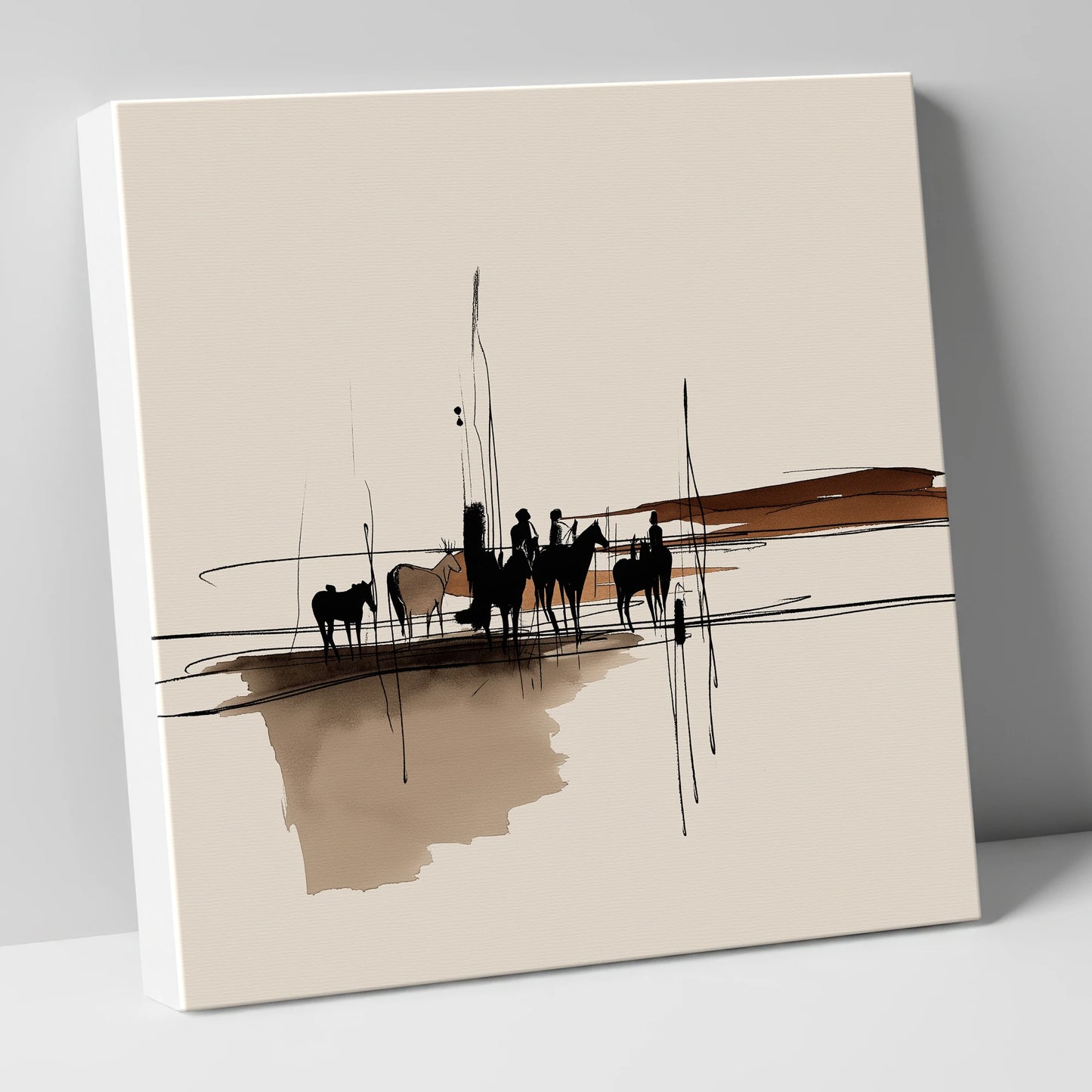 Silhouettes on the Wash horse landscape canvas wall art