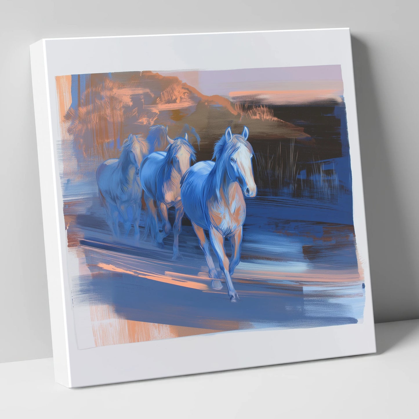 Cobalt Dawn Herd wild horses canvas wall art