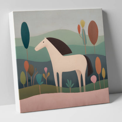Tranquil Meadow Grey horse breed canvas wall art