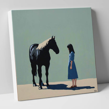 Quiet Understanding horse & rider canvas wall art