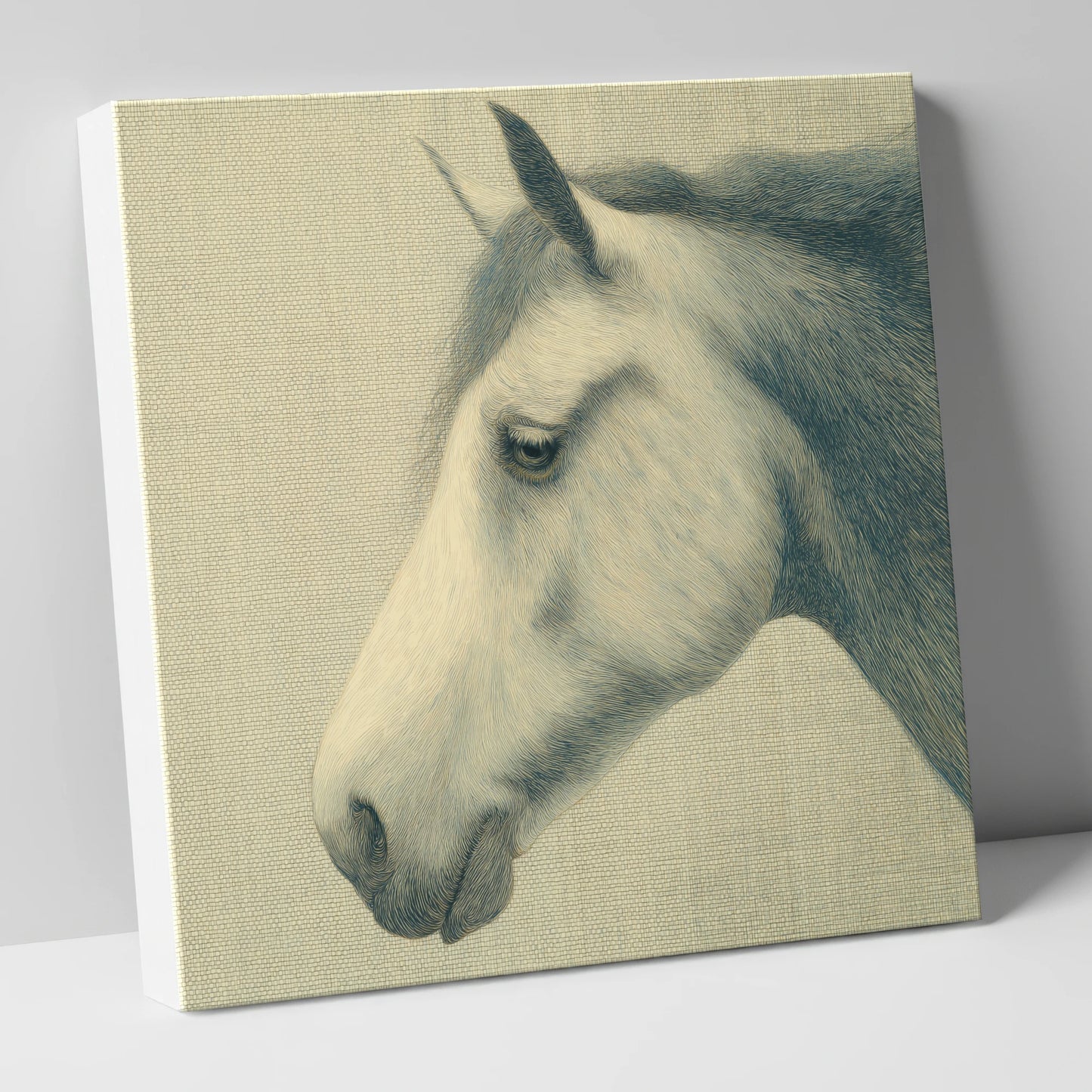 Classic Slate Equine Profile horse portrait canvas wall art